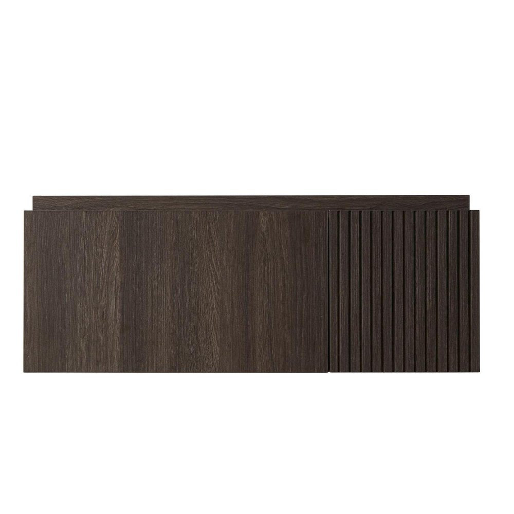 35" Brown Wood Floating Single Door Bathroom Vanity — view 7