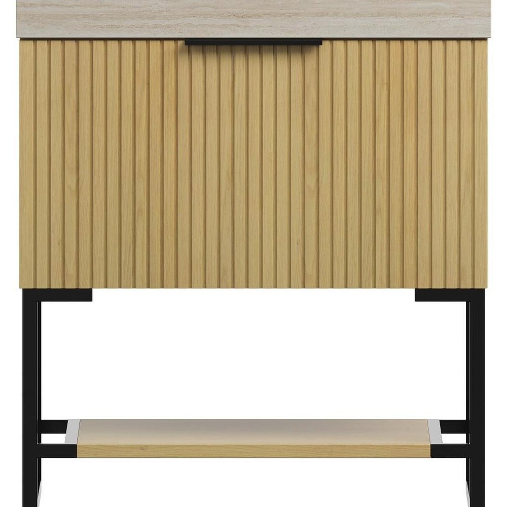 30" Gold Wood Bathroom Vanity With White Ceramic Sink HomeRoots
