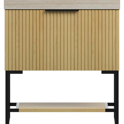 30" Gold Wood Bathroom Vanity With White Ceramic Sink HomeRoots