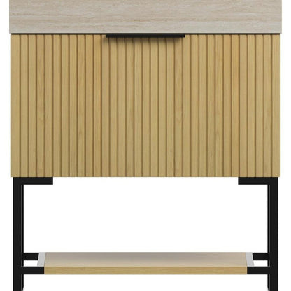 30" Gold Wood Bathroom Vanity With White Ceramic Sink HomeRoots