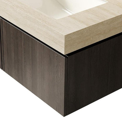 30" Black Wood Floating Bathroom Vanity With White Ceramic Sink HomeRoots