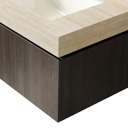 30" Black Wood Floating Bathroom Vanity With White Ceramic Sink HomeRoots
