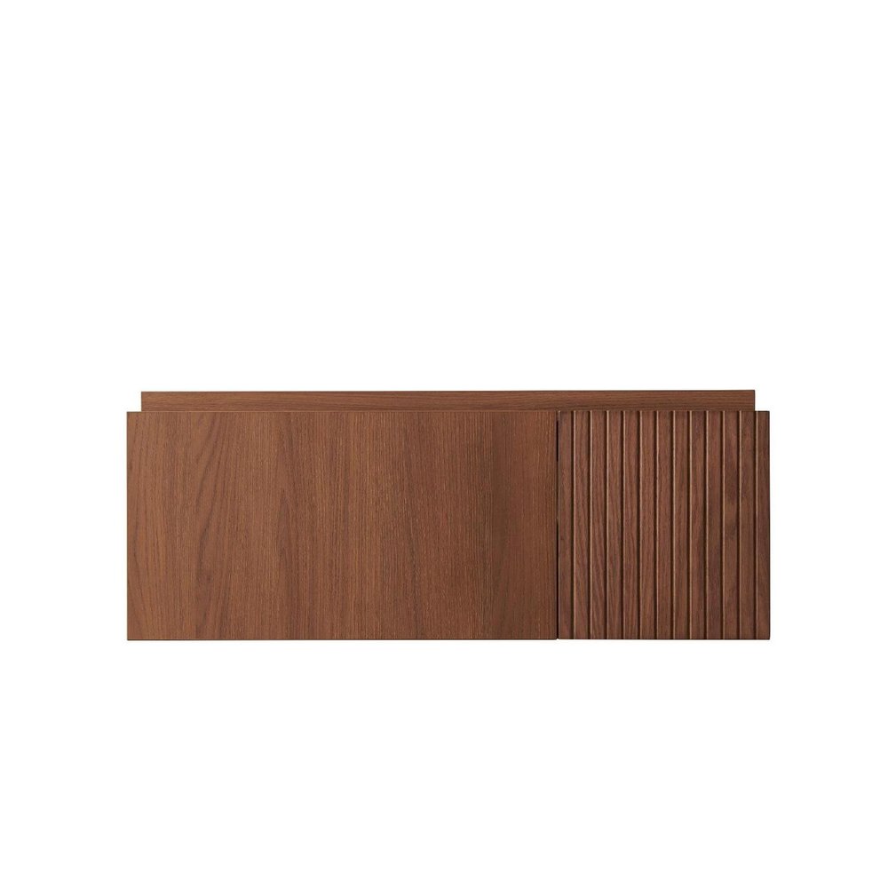 35" Brown Wood Floating Single Door Bathroom Vanity — view 5