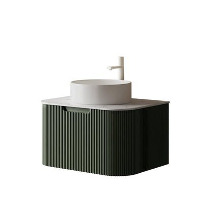 30" Green Wood Floating Bathroom Vanity With White Ceramic Sink HomeRoots