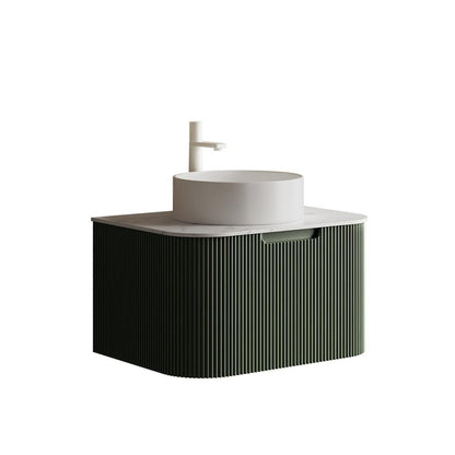30" Green Wood Floating Bathroom Vanity With White Ceramic Sink HomeRoots