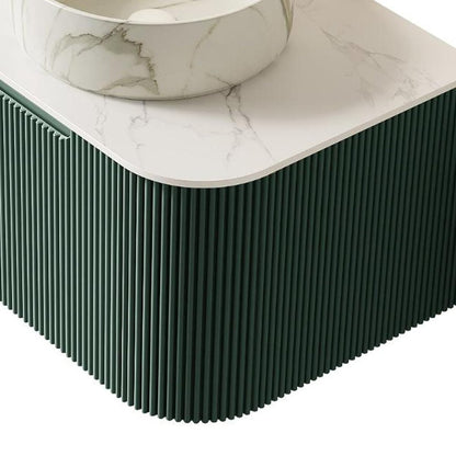 24" Green Wood Floating Bathroom Vanity With White Ceramic Sink HomeRoots