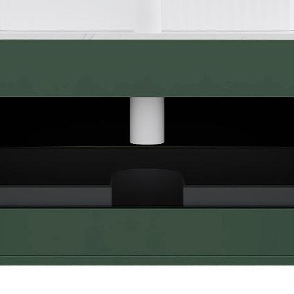 36" Green Wood Floating Bathroom Vanity With White Ceramic Sink HomeRoots