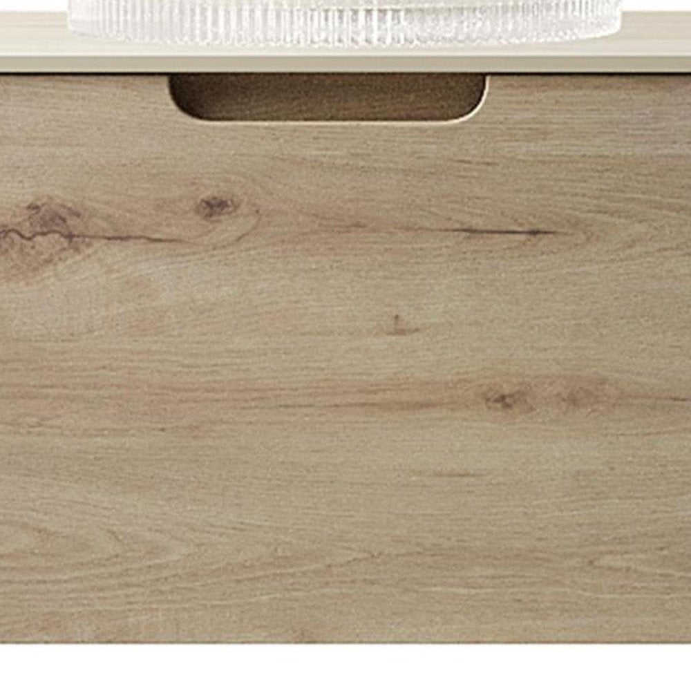 24" Brown Wood Floating Bathroom Vanity With White Glass Sink — view 4