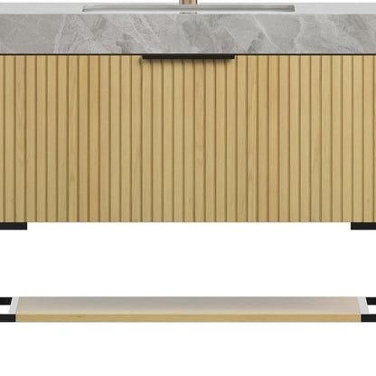 36" Brown Wood Bathroom Vanity With White Ceramic Sink HomeRoots