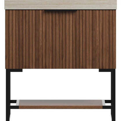 30" Brown Wood Bathroom Vanity With White Ceramic Sink HomeRoots