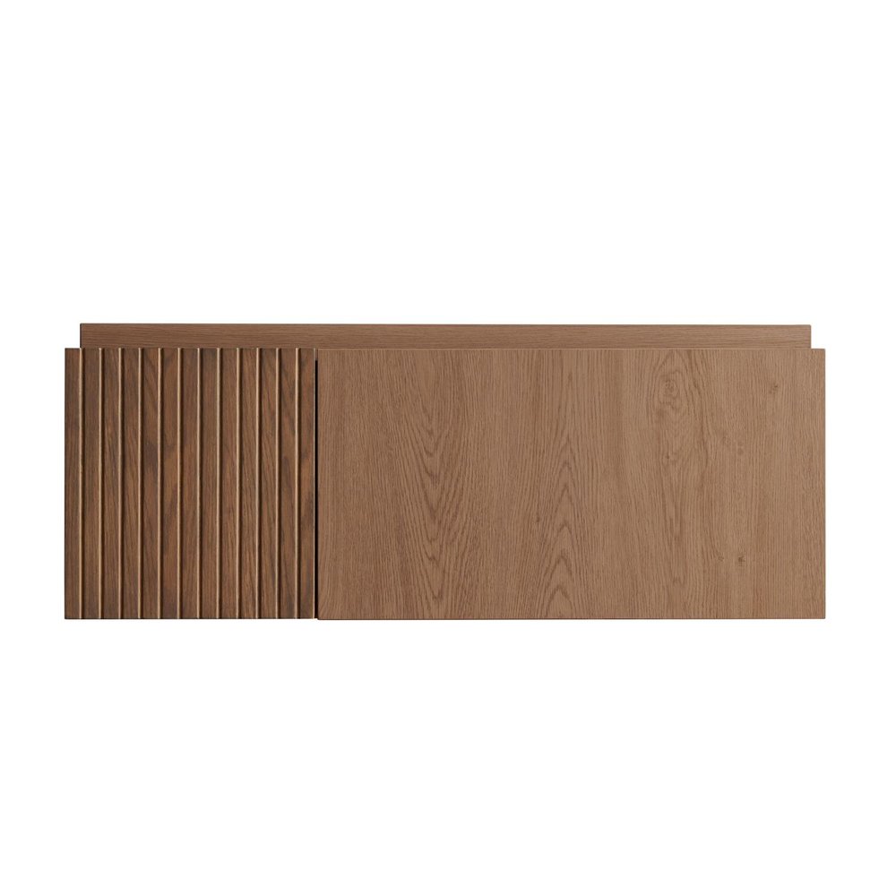 35" Brown Wood Floating Single Door Bathroom Vanity HomeRoots