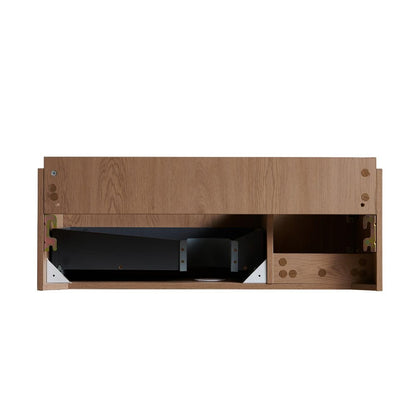 35" Brown Wood Floating Single Door Bathroom Vanity HomeRoots