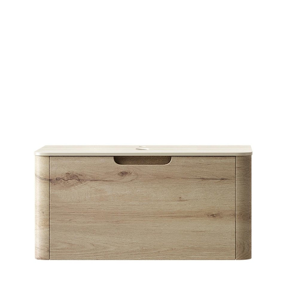 30" Brown Wood Floating Bathroom Vanity HomeRoots