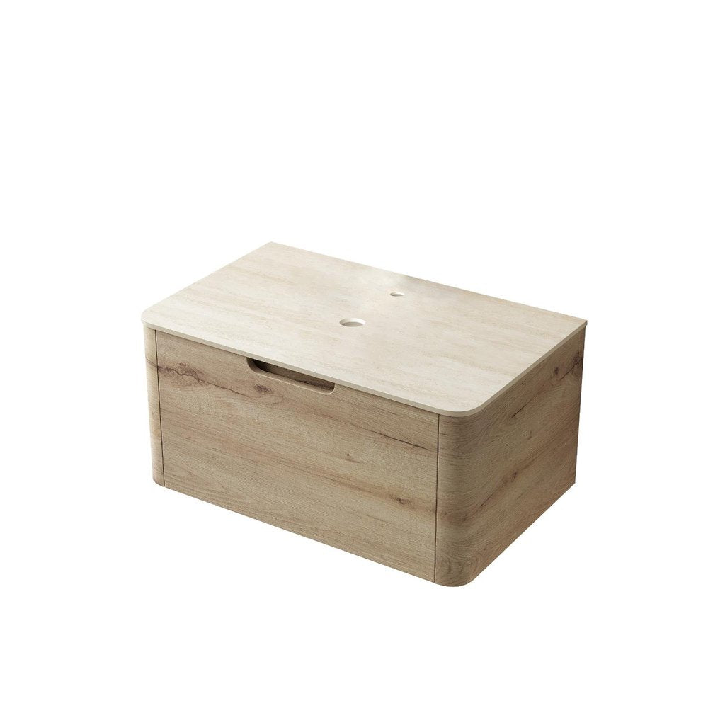 30" Brown Wood Floating Bathroom Vanity — view 2