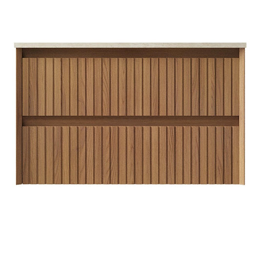 30" Brown Wood Floating Bathroom Vanity With Two Drawers