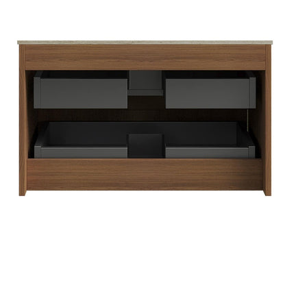 30" Brown Wood Floating Bathroom Vanity With Two Drawers HomeRoots