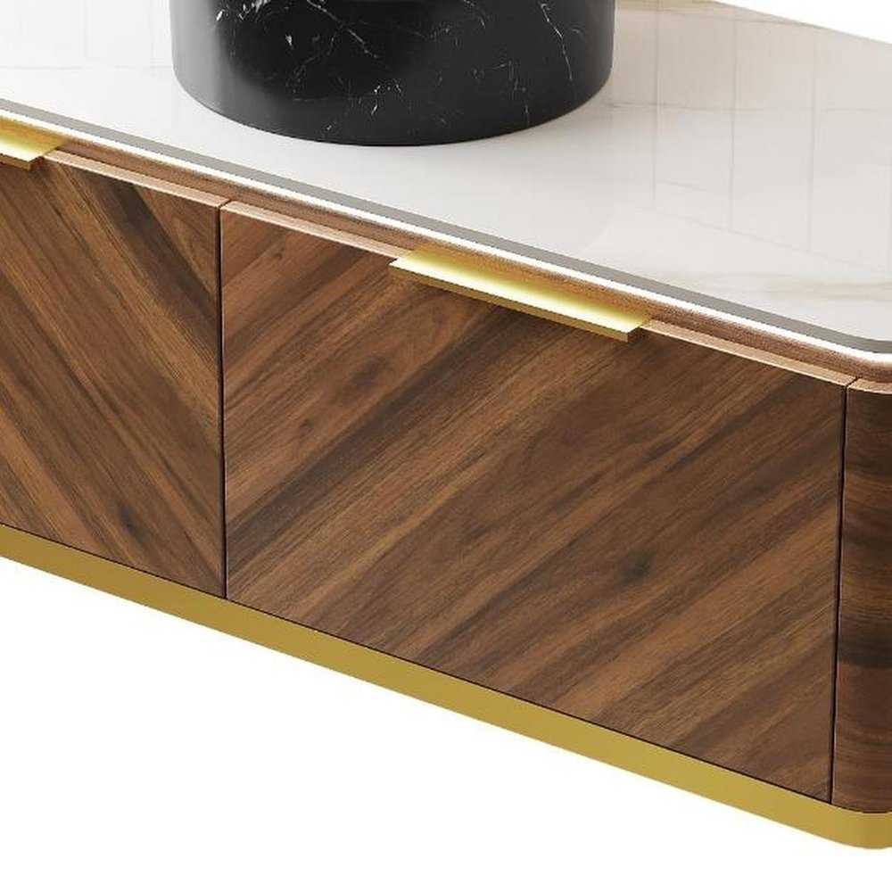48" Brown Wood Floating Bathroom Vanity With Black Ceramic Sink With Two Drawers HomeRoots