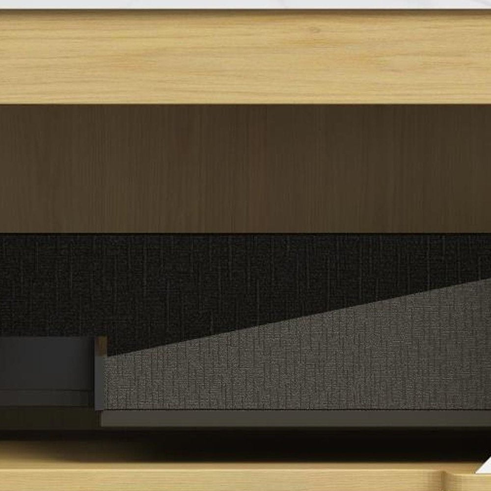 36" Brown Wood Bathroom Vanity With White Ceramic Sink HomeRoots