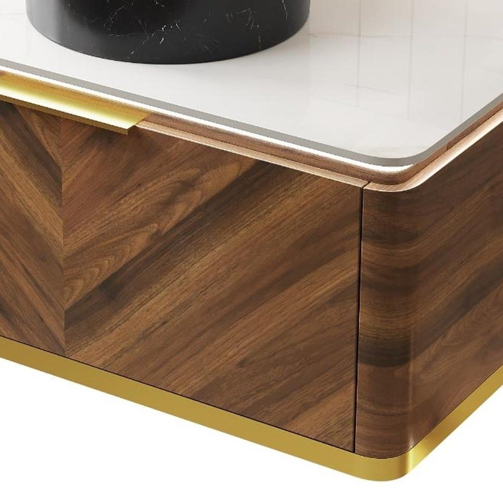 36" Brown Wood Floating Bathroom Vanity With Black Ceramic Sink — view 4