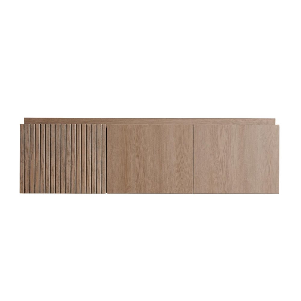 47" Brown Wood Floating Double Door Bathroom Vanity HomeRoots