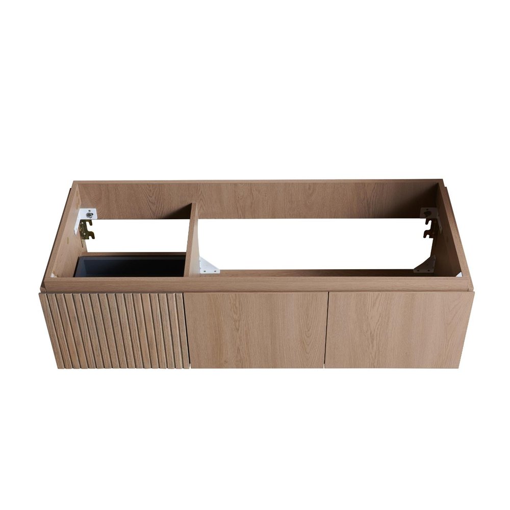 47" Brown Wood Floating Double Door Bathroom Vanity HomeRoots