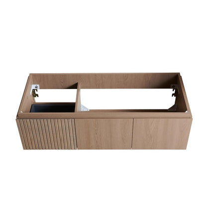 47" Brown Wood Floating Double Door Bathroom Vanity HomeRoots