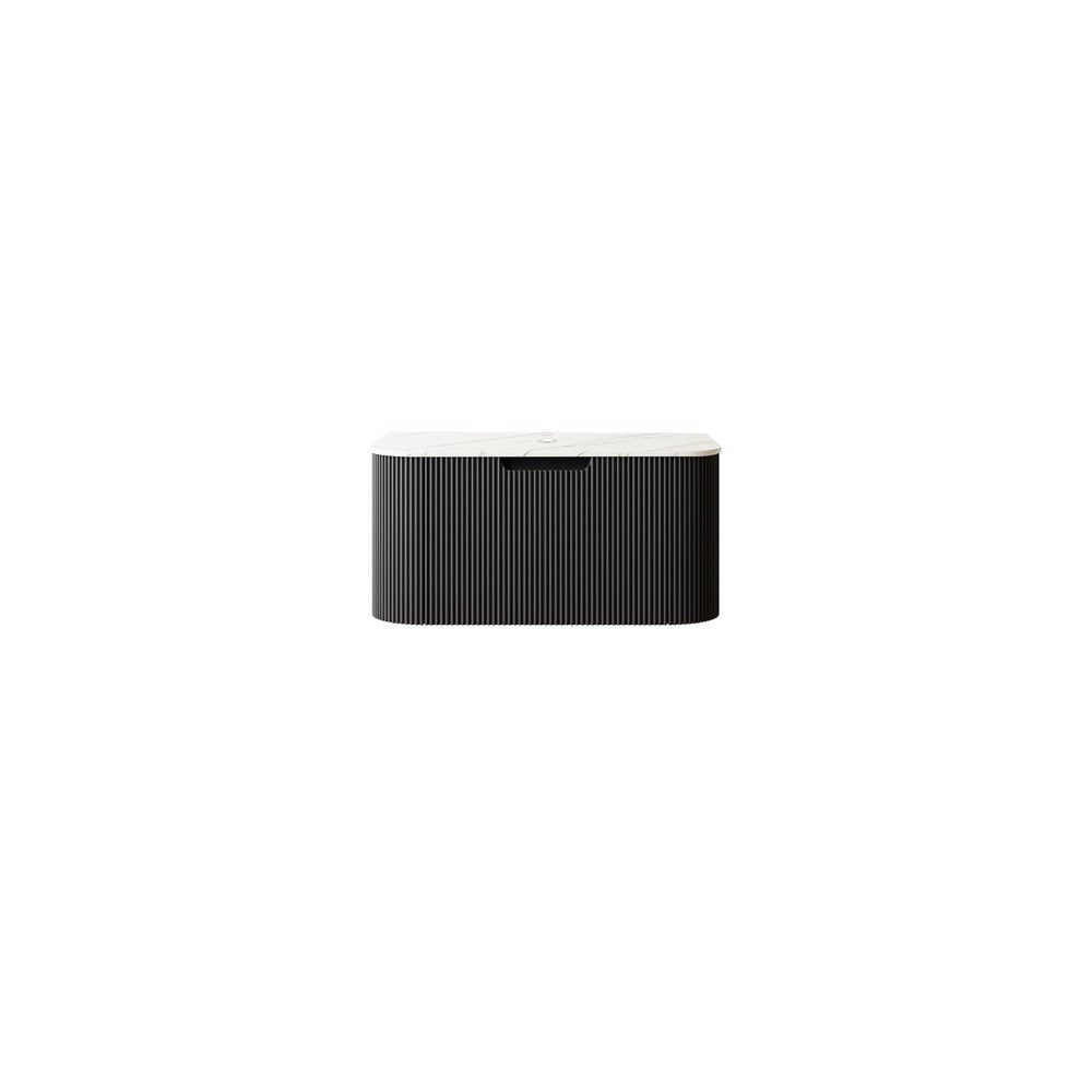 30" Black Wood Floating Bathroom Vanity HomeRoots