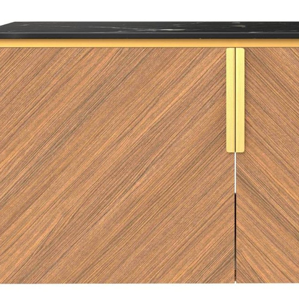 36" Brown Wood Floating Double Door Bathroom Vanity HomeRoots