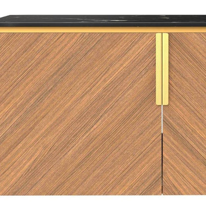 36" Brown Wood Floating Double Door Bathroom Vanity HomeRoots