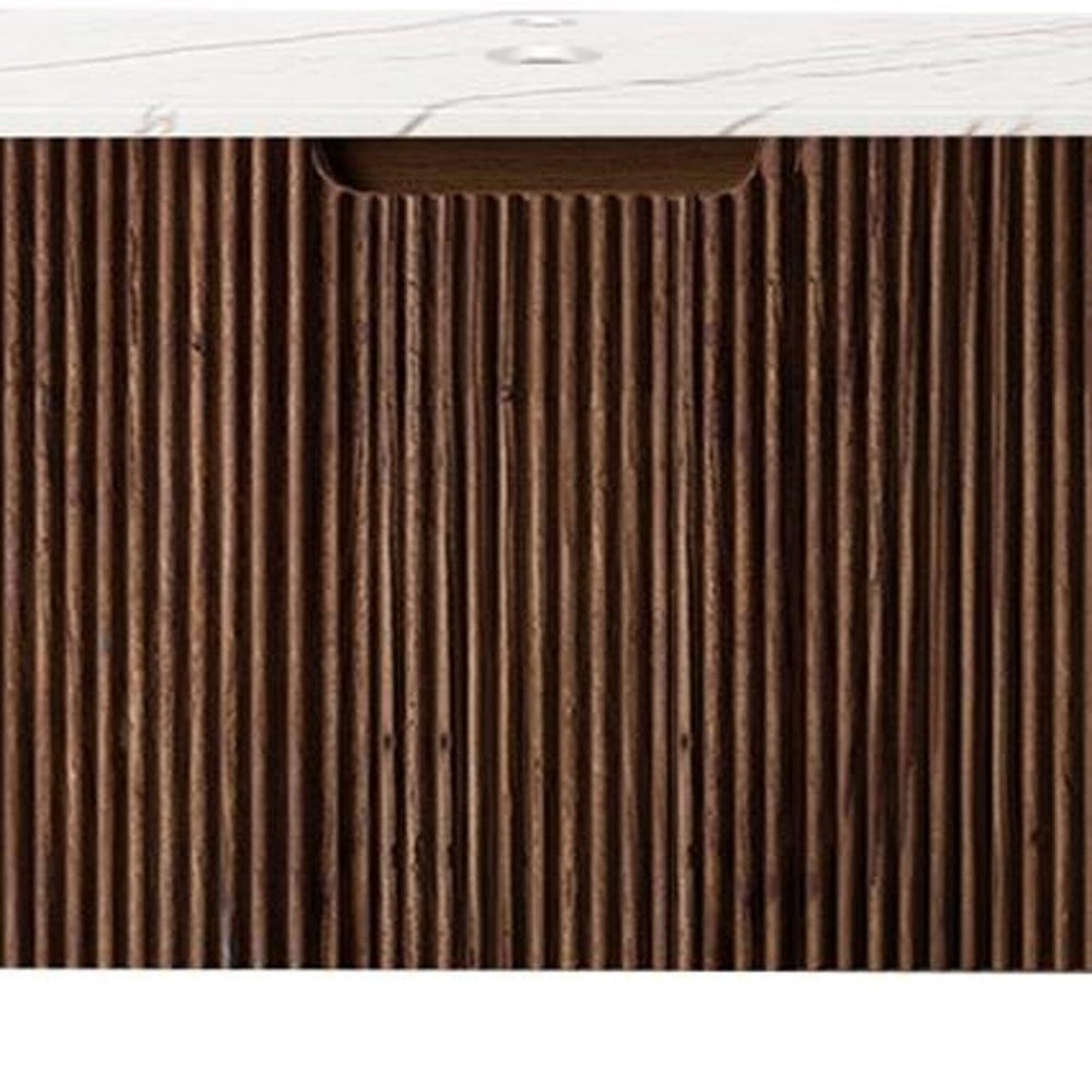 36" Brown Wood Floating Bathroom Vanity — view 2