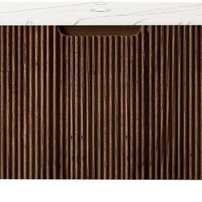 36" Brown Wood Floating Bathroom Vanity HomeRoots