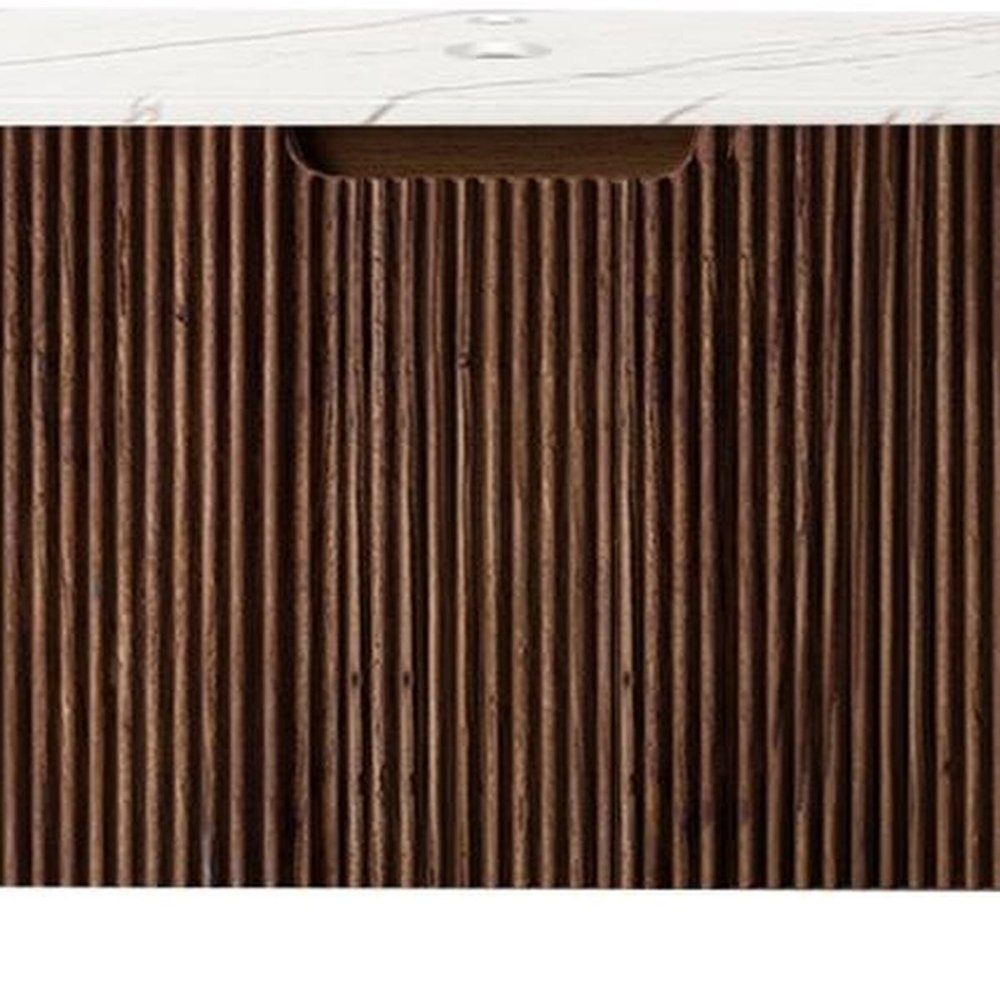36" Brown Wood Floating Bathroom Vanity HomeRoots