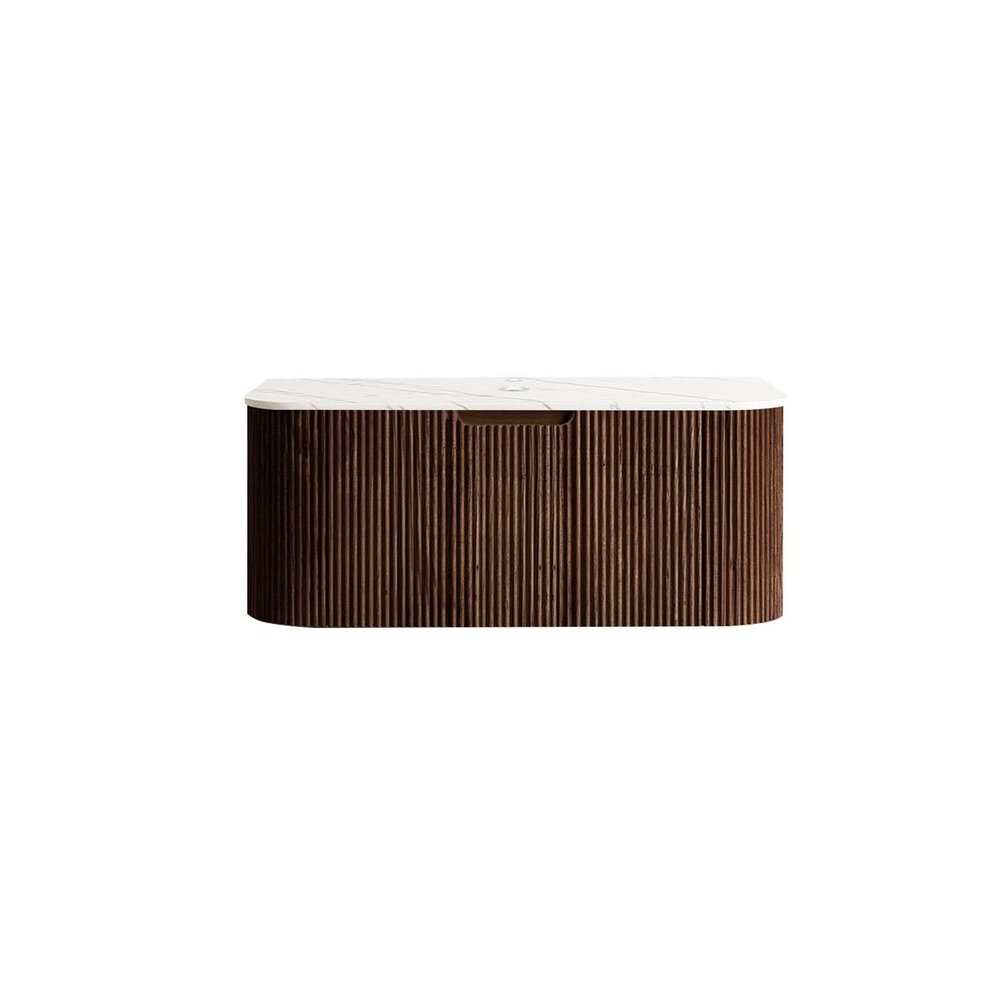36" Brown Wood Floating Bathroom Vanity HomeRoots
