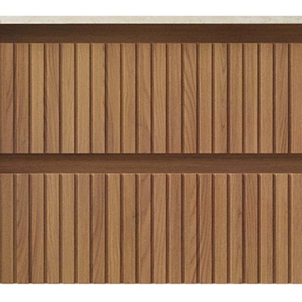 35" Brown Wood Floating Bathroom Vanity With Two Drawers HomeRoots