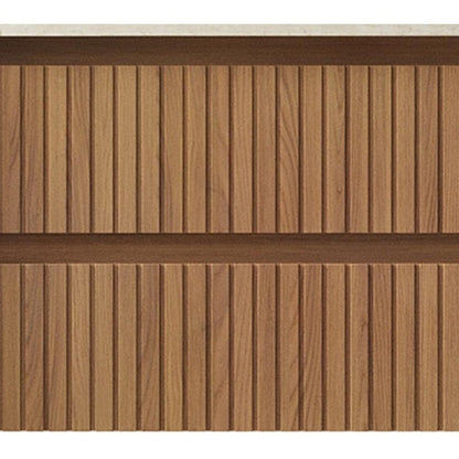 35" Brown Wood Floating Bathroom Vanity With Two Drawers HomeRoots