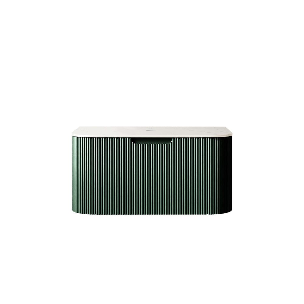30" Green Wood Floating Bathroom Vanity HomeRoots