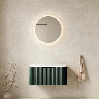 30" Green Wood Floating Bathroom Vanity HomeRoots