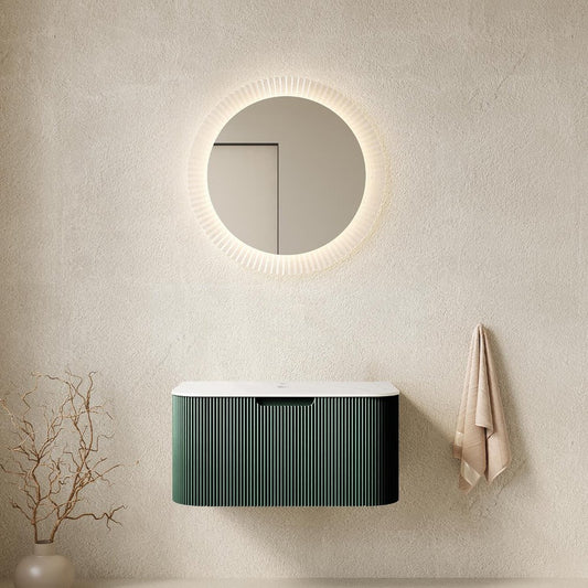 30" Green Wood Floating Bathroom Vanity