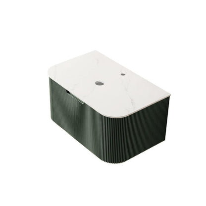 30" Green Wood Floating Bathroom Vanity HomeRoots