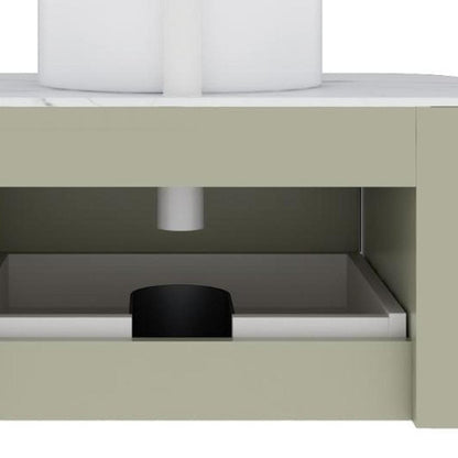 30" Green Wood Floating Bathroom Vanity With White Ceramic Sink HomeRoots