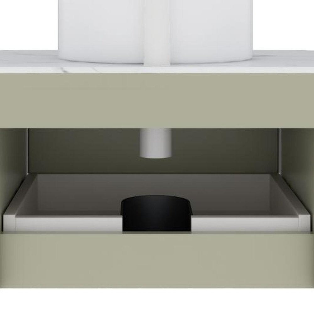 30" Green Wood Floating Bathroom Vanity With White Ceramic Sink HomeRoots