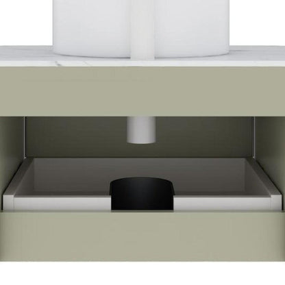 30" Green Wood Floating Bathroom Vanity With White Ceramic Sink HomeRoots