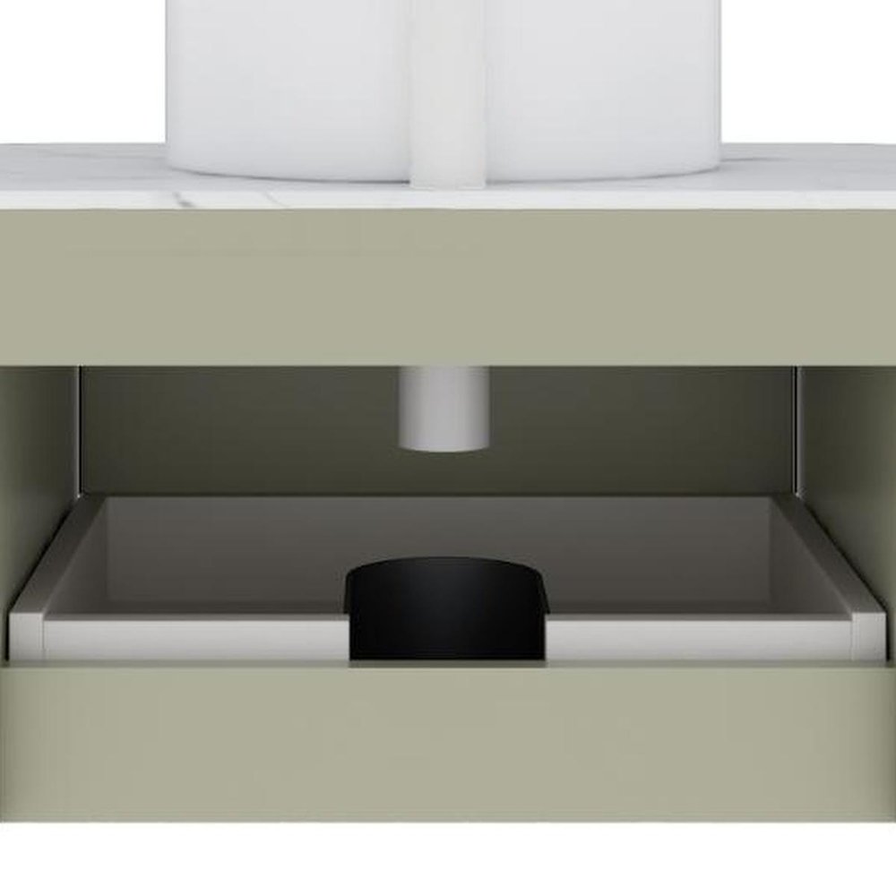 30" Green Wood Floating Bathroom Vanity With White Ceramic Sink