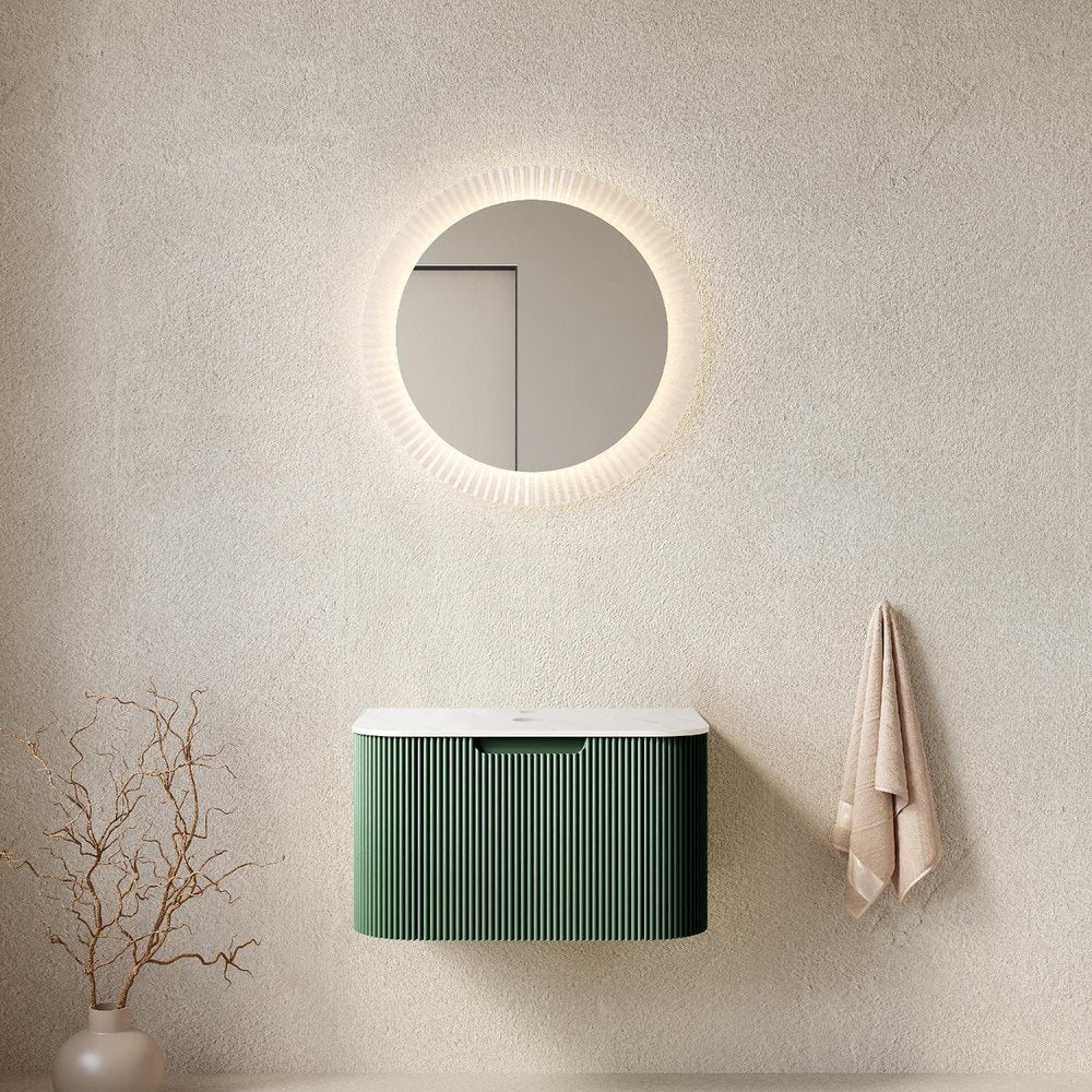 24" Green Wood Floating Bathroom Vanity HomeRoots