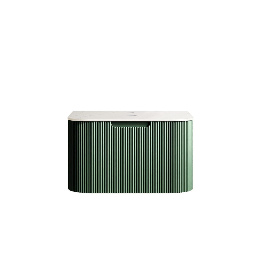 24" Green Wood Floating Bathroom Vanity HomeRoots