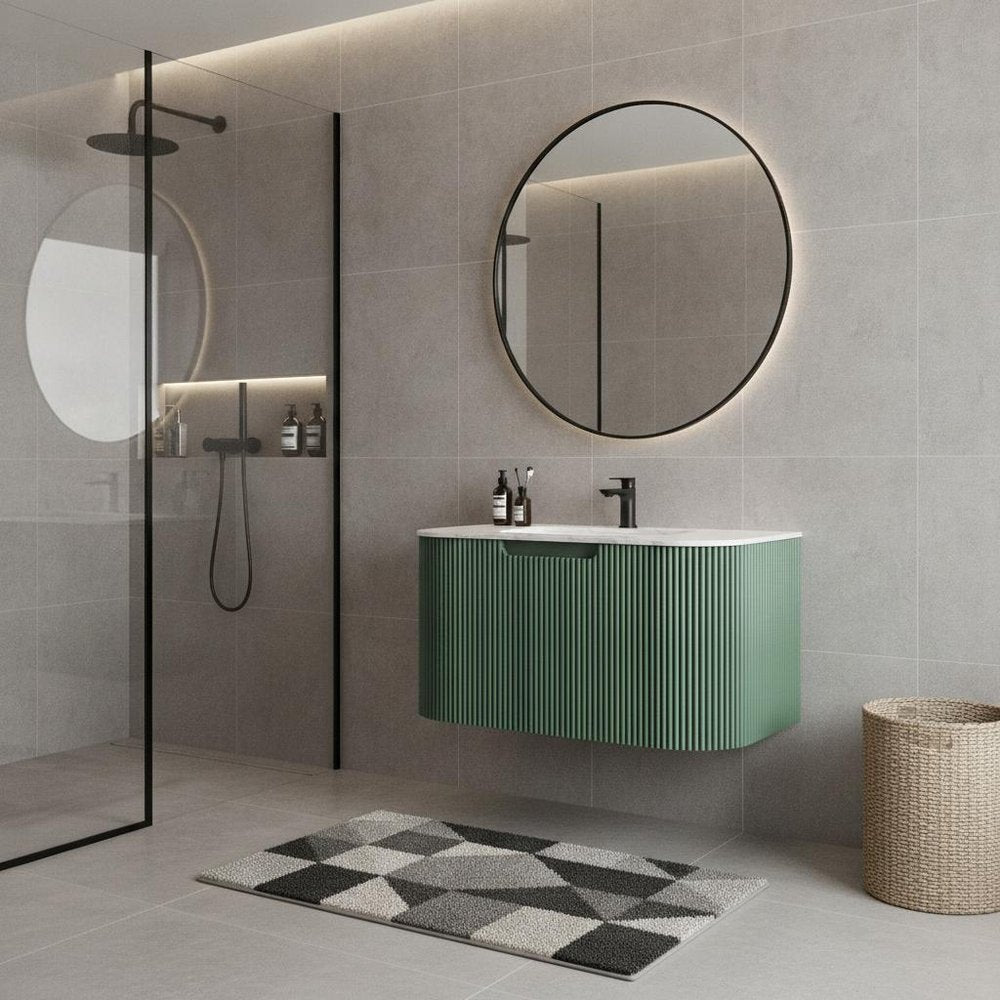 24" Green Wood Floating Bathroom Vanity HomeRoots