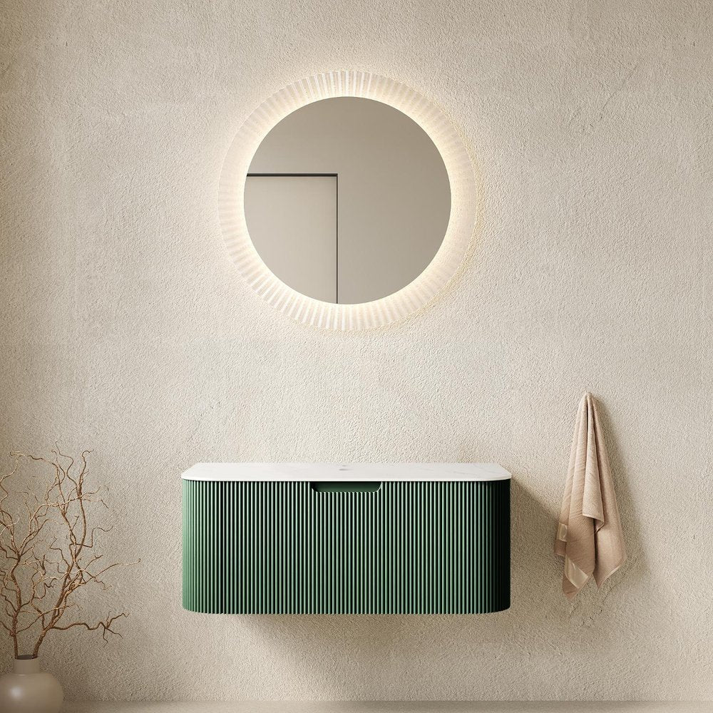 36" Green Wood Floating Bathroom Vanity — view 1