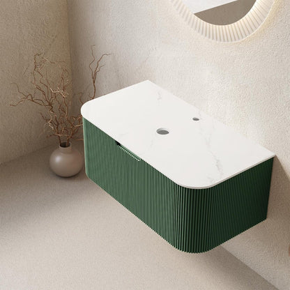 36" Green Wood Floating Bathroom Vanity HomeRoots