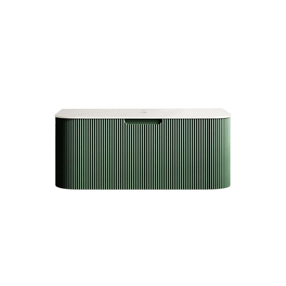 36" Green Wood Floating Bathroom Vanity — view 6