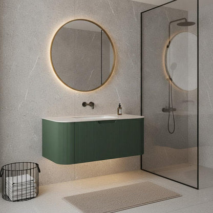 36" Green Wood Floating Bathroom Vanity HomeRoots